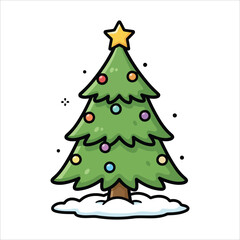 Decorated Christmas Tree &ndash; Vector Holiday Illustration