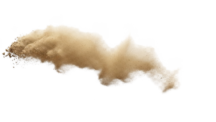 Dust cloud sweeping across desert isolated on transparent background