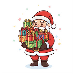 Santa Holding Christmas Presents Festive Holiday Character