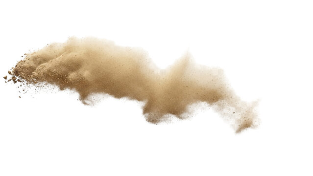 Dust cloud sweeping across desert isolated on transparent background