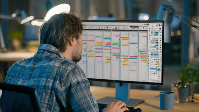 Medium shot of a professional using interdepartment coordination software to enhance collaborative project management and streamline team communication effectively.