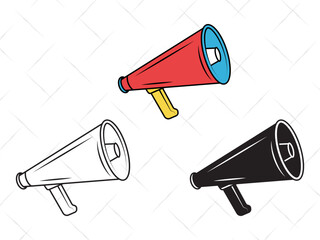 Cheer Megaphone SVG Cut Files Bundle | Cheerleading Silhouette | Sports Megaphone Vector | Cheers Team Spirit Design