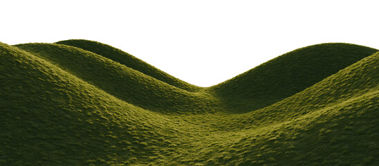 Rolling Green Grassy Hills Isolated on transparent Background. 3D rendering. © snesivan