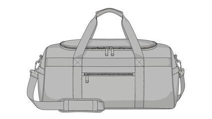Grey Sports Duffel Bag Technical Sketch Vector Mockup for Fashion and Travel Design © Rishi