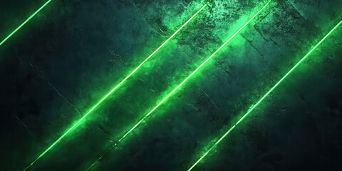 green glowing diagonal light streaks on dark cosmic background with sparkling particles