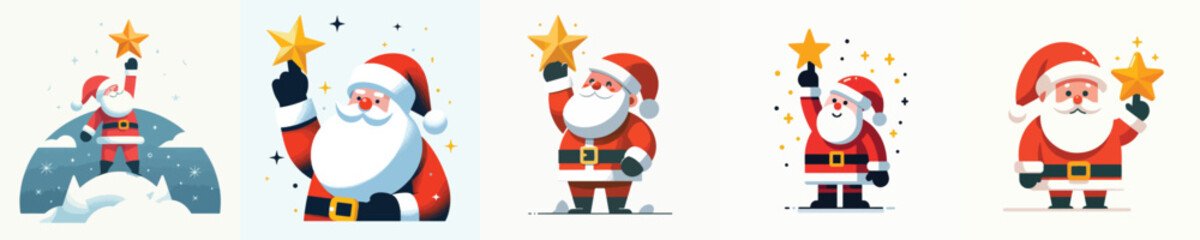 vector santa holding christmas star