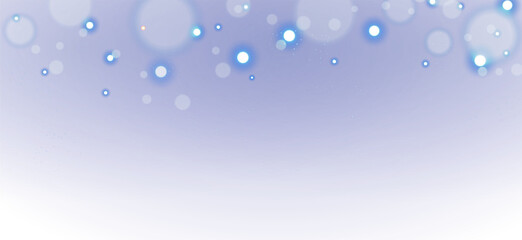 Cool blue bokeh particles and soft floating dust overlay isolated on transparent background