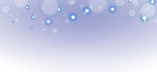 Cool blue bokeh particles and soft floating dust overlay isolated on transparent background