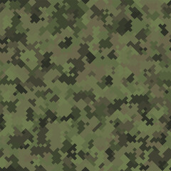 Seamless pattern. Two-layer pixel camo for the jungle. Swamp and green shades