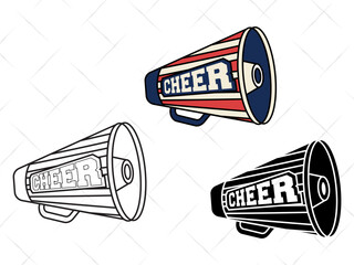 Cheer Megaphone SVG Cut Files Bundle | Cheerleading Silhouette | Sports Megaphone Vector | Cheers Team Spirit Design