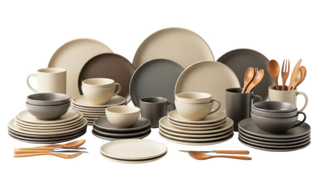 Modern dinnerware set with neutral colors