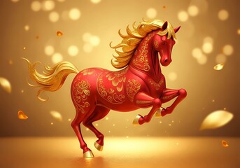 Chinese Horse Year Luxury Illustration Happy Chinese Horse Year Celebration Greeting Post
