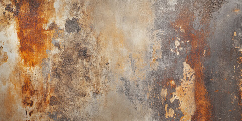 rusted metal texture background with orange to gray gradient fading into brown corroded base and speckled rust spots