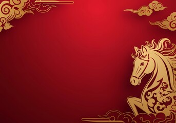Chinese Horse Year Minimal Red Background With Empty Space For your Text And Design Chinese Year