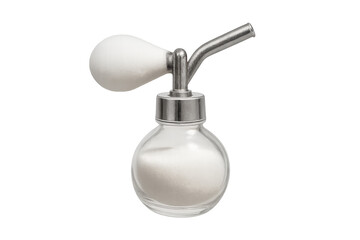 Obraz premium Vintage glass atomizer with white powder, transparent background