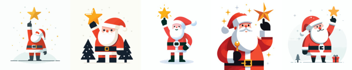 vector santa holding christmas star