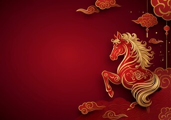 Chinese Horse Year Celebration Card With Empty Space For Chinese Horse Year Design l Chinese year