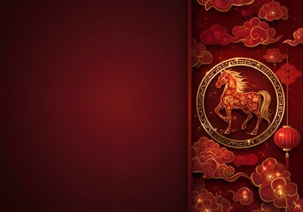 Chinese Horse New Year Festival Design With Horse Illustration And Empty Space Chinese Year Greeting