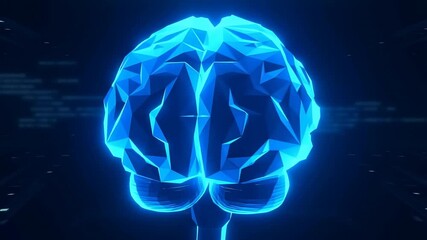 Dynamic rotating neon brain animation depicting futuristic technology concepts - Powered by Adobe