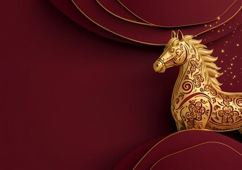 Festive red Chinese horse year background Chinese horse year greeting advertisnent empty space card