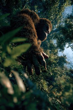 Giant Ominous Forest Beast with Massive Fur and Claws
