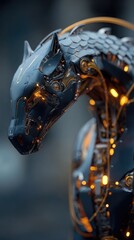 Futuristic Mech Dragon with Organic Mechanical Fusion
