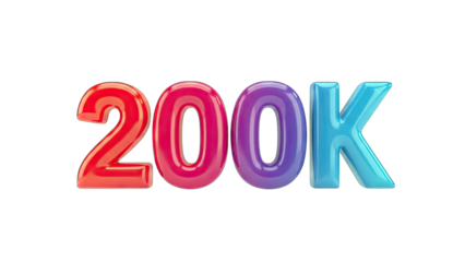 200K Celebration: Colorful Numbers on White Background