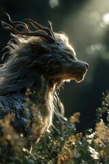 Glowing Qilin Mythical Creature in Serene Natural Landscape
