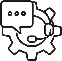 Obraz premium Live Chat Support Line Icon – Headset with Speech Bubble and Gear, Help Desk Vector