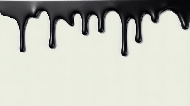 Dramatic black liquid drips downward creating abstract visual pattern