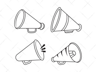 Cheer Megaphone SVG Cut Files Bundle | Cheerleading Silhouette | Sports Megaphone Vector | Cheer Megaphone Clipart | Outline | Cheers Team Spirit Design