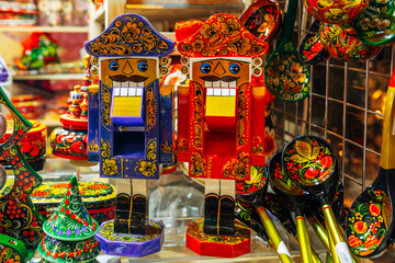 Traditional Christmas souvenir nutcrackers sold on Christmas market