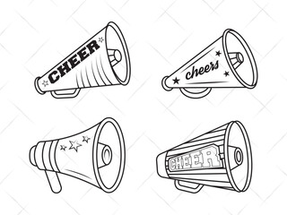 Cheer Megaphone SVG Cut Files Bundle | Cheerleading Silhouette | Sports Megaphone Vector | Cheer Megaphone Clipart | Outline | Cheers Team Spirit Design