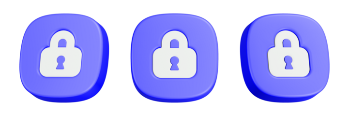 padlock 3d rendering icon blue button