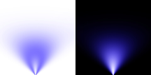 Realistic Blue Spotlight Pointing Up, Light Beam Effect for Scene Illumination on Transparent Background
