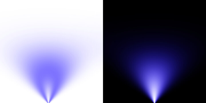 Realistic Blue Spotlight Pointing Up, Light Beam Effect for Scene Illumination on Transparent Background
