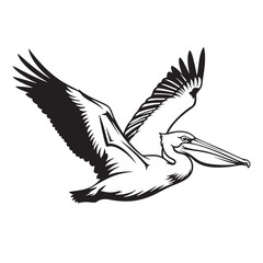 Fototapeta premium Stylized Pelican Illustration in Black and White Design
