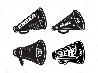 Cheer Megaphone SVG Cut Files Bundle | Cheerleading Silhouette | Sports Megaphone Vector | Cheer Megaphone Clipart | Outline | Cheers Team Spirit Design