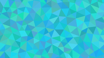 Obraz premium Abstract geometric mosaic pattern featuring a vibrant blend of cool blue and teal triangular shapes