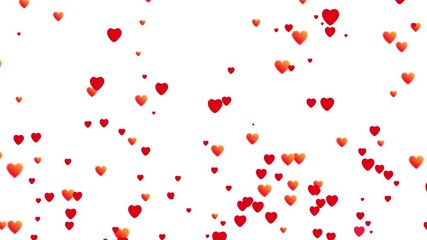 Romantic Colorful Heart Flying On White Screen Background Seamless Loop 4k Video. wedding and valentines day Alpha channel background.