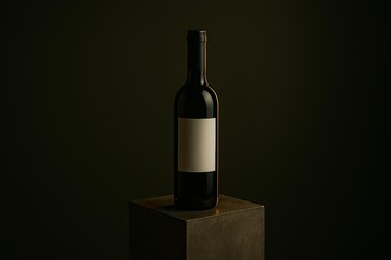 Elegant Wine Bottle Mockup on Dark Background &ndash; Perfect for Branding and Design Presentation