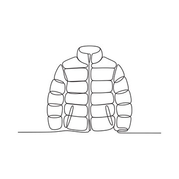 Minimalist one line drawing of a quilted puffer jacket design