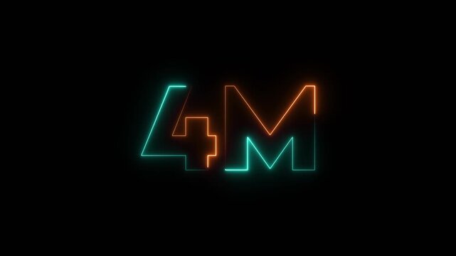 4m one million neon glowing text number animation, social media views counter -4m views 4M views text animation,4m number 4k video animation 4M text animation on black background.
