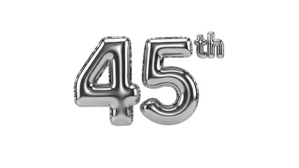 Silver 45th Anniversary Balloon on White Background © Hafi