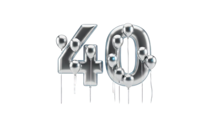 Silver 40 with Balloons Celebration