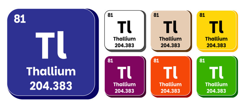Tl, Thallium element vector icon set, periodic table element. Vector illustration EPS 10 File. Isolated on white background.