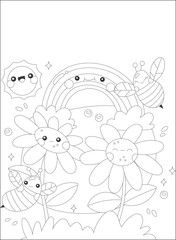 Naklejka premium Spring Coloring Pages for Kids