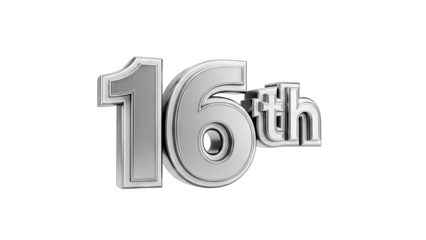 Silver 16th Anniversary Celebration on White Background