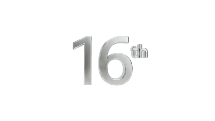 Silver 16th Anniversary Celebration on White Background
