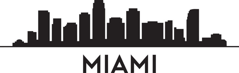 Obraz premium Miami florida usa skyline cityscape silhouette vector illustration black and white profile